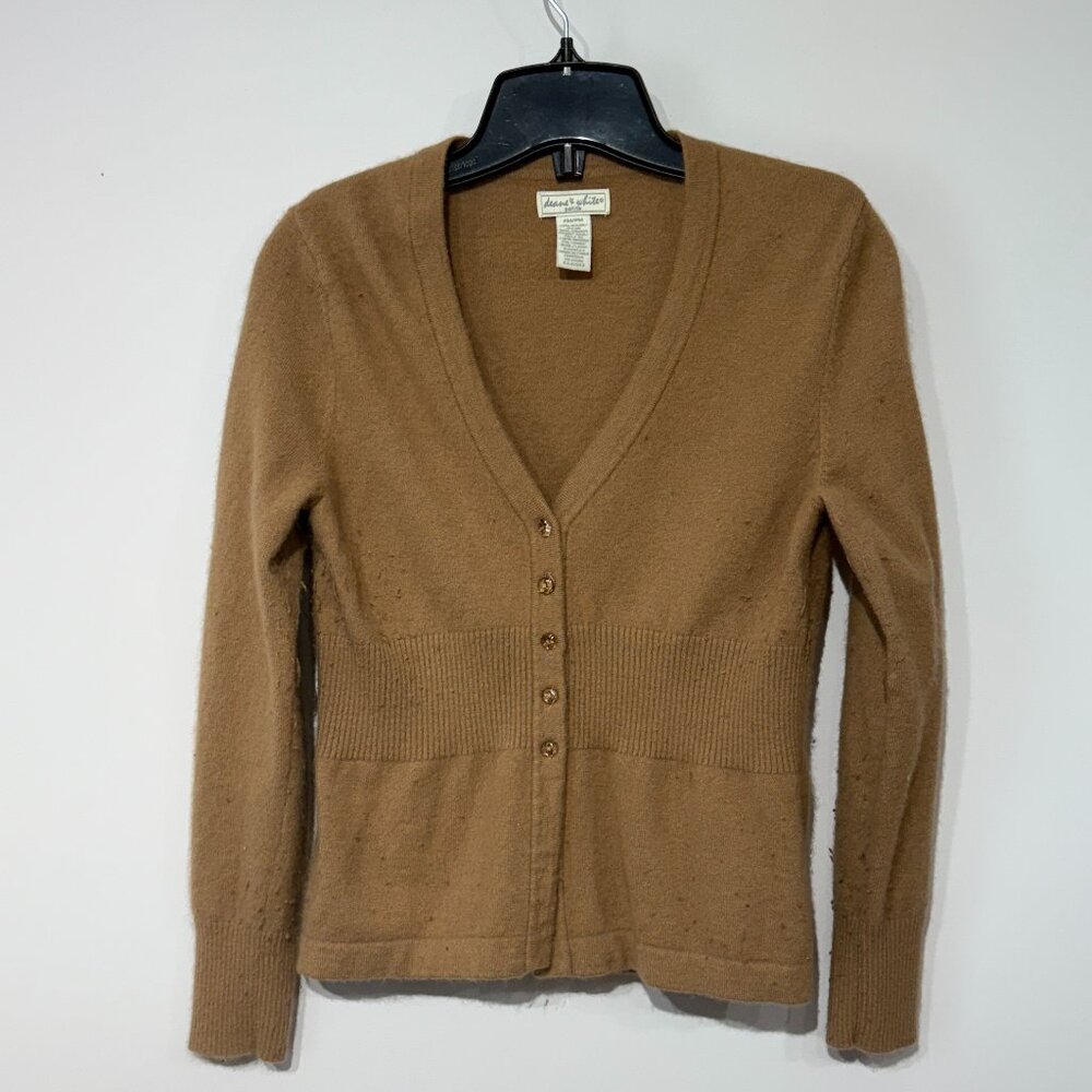 3/$20, Deane & White Camel V-Neck Angora Rabbit Hair Cardigan for Women
